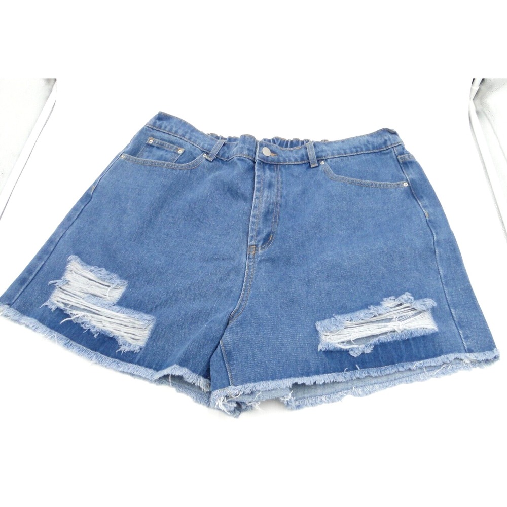 Hayden Los Angeles Womens Denim Shorts Sz 1XL High Rise Distressed‎